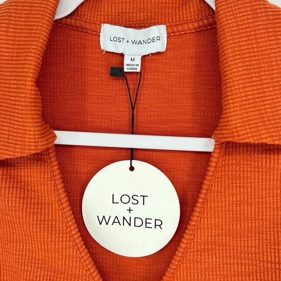 ost + Wander Orange Ribbed Sleeveless Collared Bodysuit Y2K Inspired M NWT - Picture 3 of 7